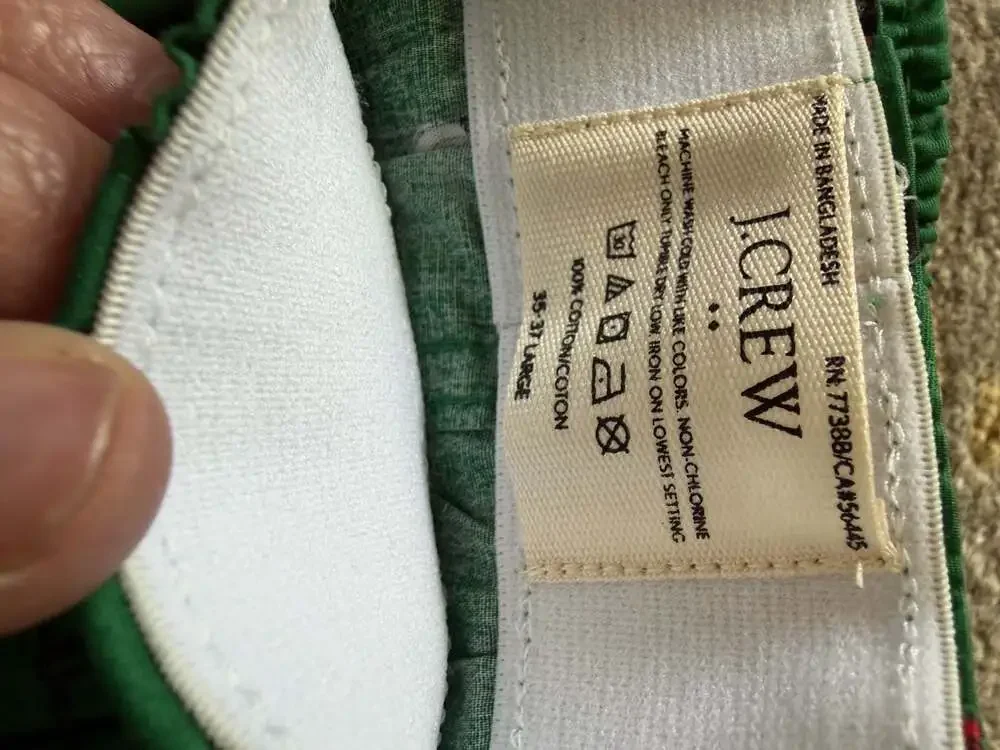 J.Crew Men's Christmas Light Print Woven Boxer Shorts Green